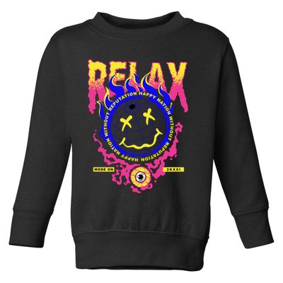 Flaming Emoji Globe Eyeball Smoke Toddler Sweatshirt