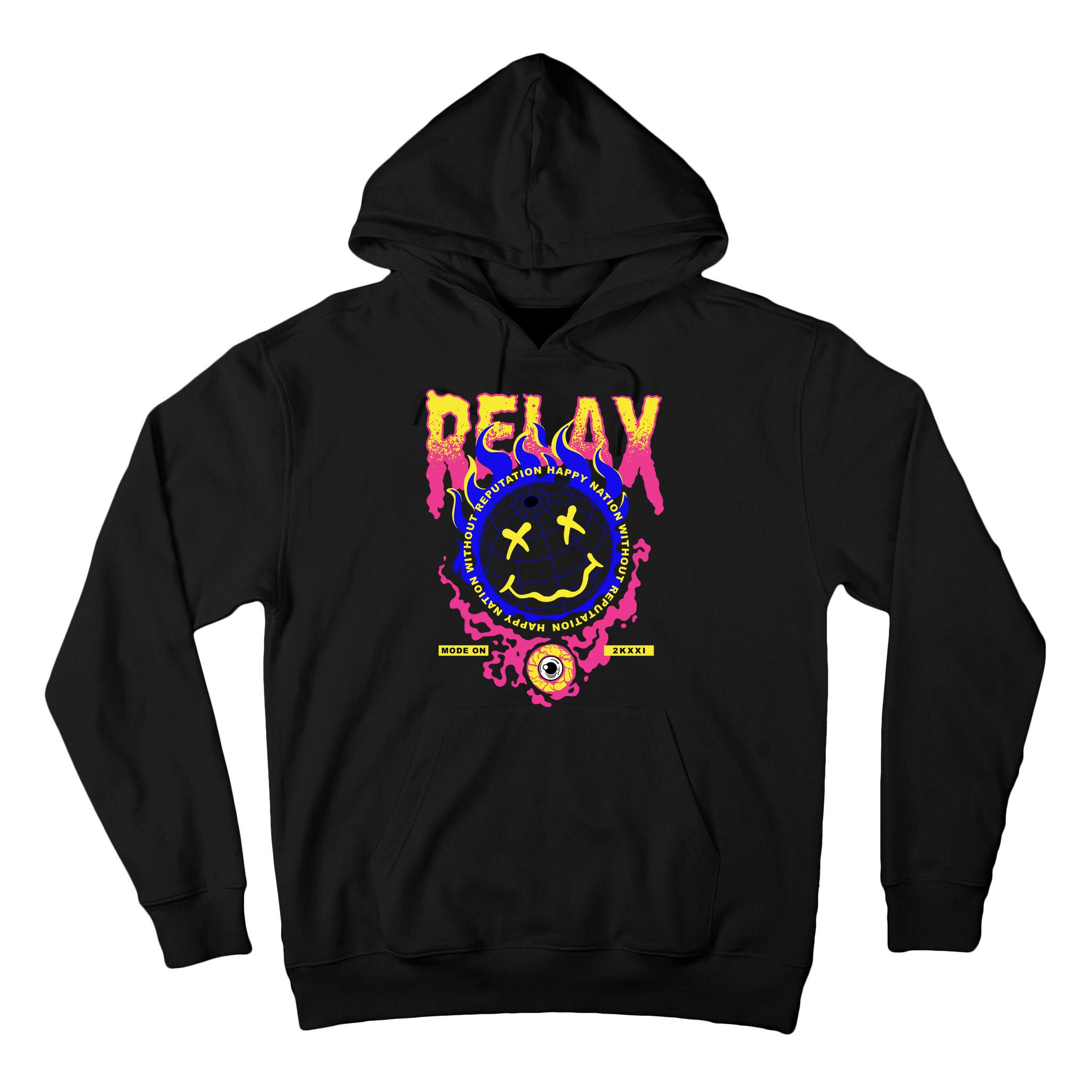 Flaming Emoji Globe Eyeball Smoke Tall Hoodie