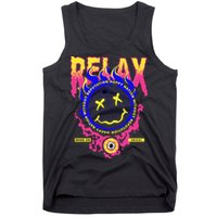 Flaming Emoji Globe Eyeball Smoke Tank Top