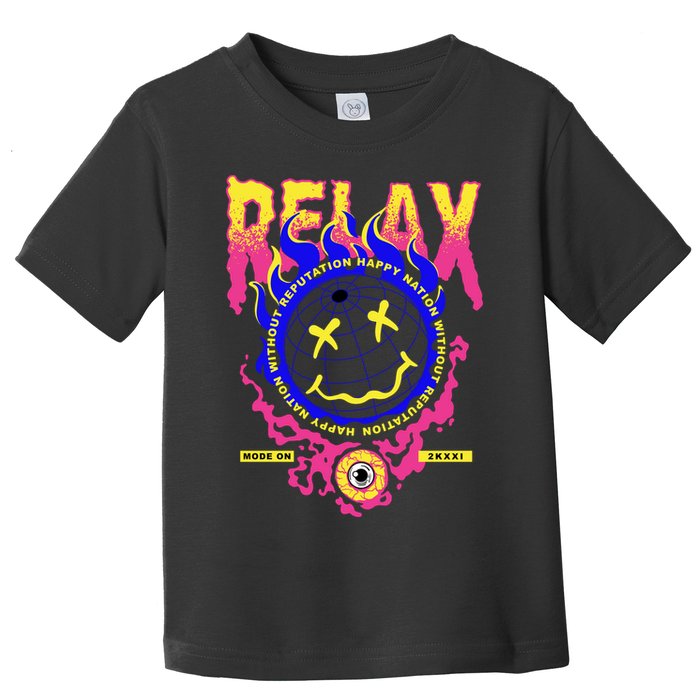 Flaming Emoji Globe Eyeball Smoke Toddler T-Shirt