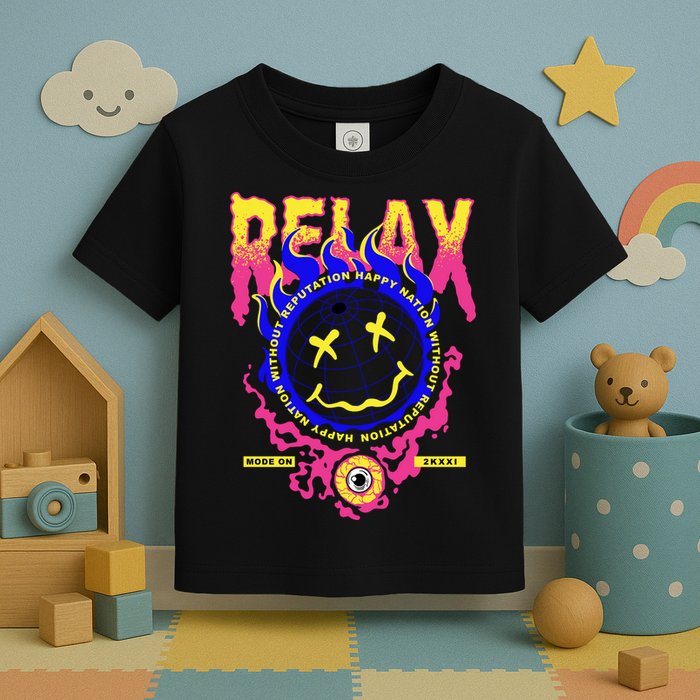 Flaming Emoji Globe Eyeball Smoke Toddler T-Shirt