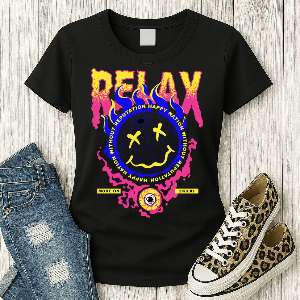 Flaming Emoji Globe Eyeball Smoke Womens T-Shirt