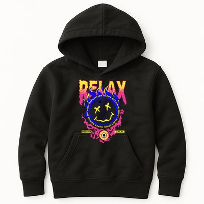 Flaming Emoji Globe Eyeball Smoke Kids Hoodie