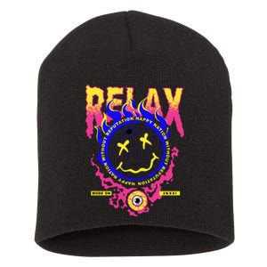 Flaming Emoji Globe Eyeball Smoke Short Acrylic Beanie