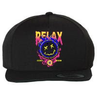 Flaming Emoji Globe Eyeball Smoke Wool Snapback Cap