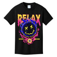 Flaming Emoji Globe Eyeball Smoke Kids T-Shirt