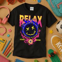 Flaming Emoji Globe Eyeball Smoke Kids T-Shirt