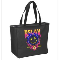 Flaming Emoji Globe Eyeball Smoke Zip Tote Bag