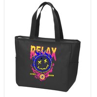 Flaming Emoji Globe Eyeball Smoke Zip Tote Bag