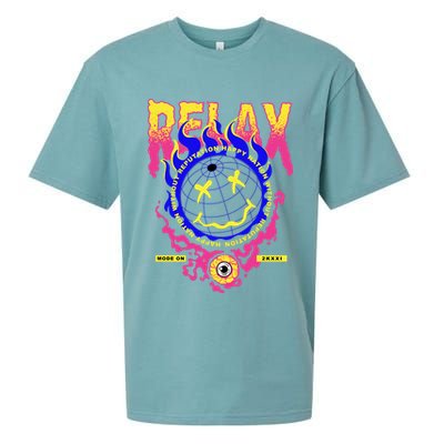 Flaming Emoji Globe Eyeball Smoke Sueded Cloud Jersey T-Shirt