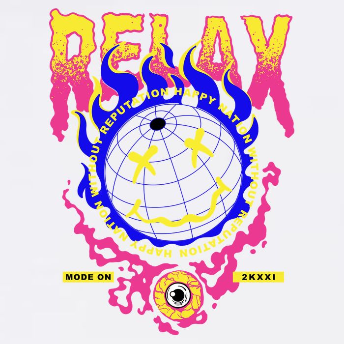 Flaming Emoji Globe Eyeball Smoke Garment-Dyed Sweatshirt