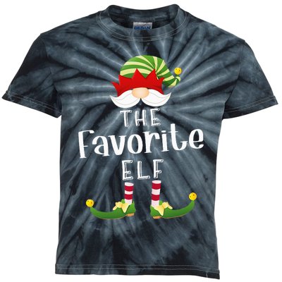 Favorite Elf Group Christmas Funny Pajama Party Kids Tie-Dye T-Shirt