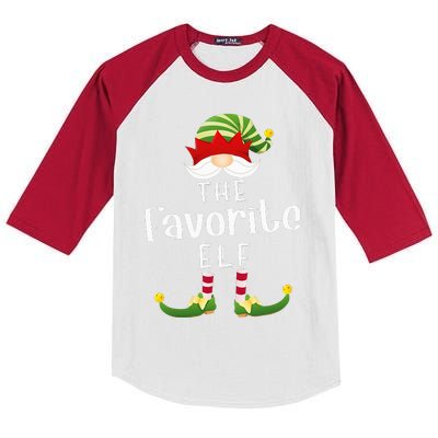 Favorite Elf Group Christmas Funny Pajama Party Kids Colorblock Raglan Jersey