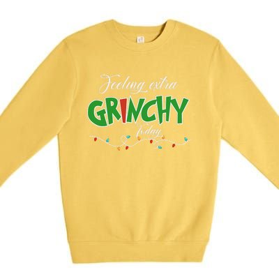 Feeling Extra Grinchy Today Christmas Colorful Xmas Lights Premium Crewneck Sweatshirt