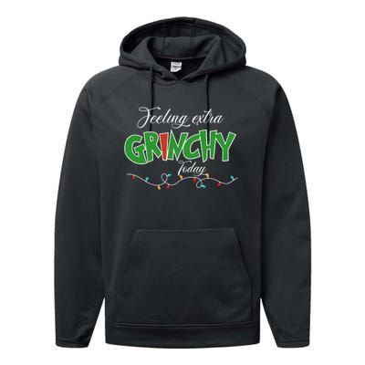 Feeling Extra Grinchy Today Christmas Colorful Xmas Lights Performance Fleece Hoodie