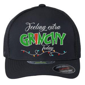 Feeling Extra Grinchy Today Christmas Colorful Xmas Lights Flexfit Unipanel Trucker Cap