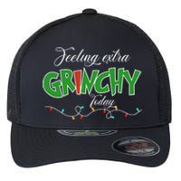 Feeling Extra Grinchy Today Christmas Colorful Xmas Lights Flexfit Unipanel Trucker Cap