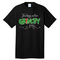 Feeling Extra Grinchy Today Christmas Colorful Xmas Lights Tall T-Shirt