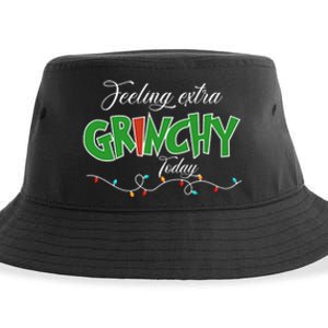 Feeling Extra Grinchy Today Christmas Colorful Xmas Lights Sustainable Bucket Hat