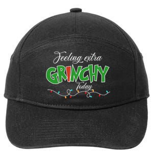 Feeling Extra Grinchy Today Christmas Colorful Xmas Lights 7-Panel Snapback Hat