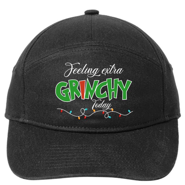 Feeling Extra Grinchy Today Christmas Colorful Xmas Lights 7-Panel Snapback Hat