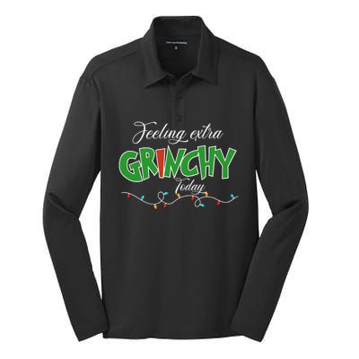 Feeling Extra Grinchy Today Christmas Colorful Xmas Lights Silk Touch Performance Long Sleeve Polo