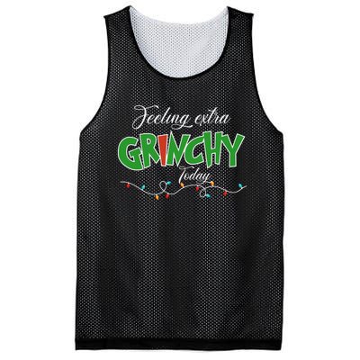 Feeling Extra Grinchy Today Christmas Colorful Xmas Lights Mesh Reversible Basketball Jersey Tank