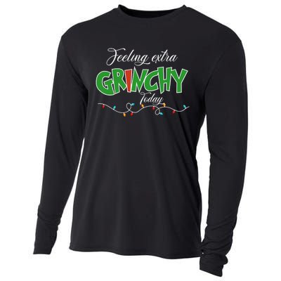 Feeling Extra Grinchy Today Christmas Colorful Xmas Lights Cooling Performance Long Sleeve Crew