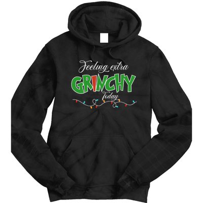 Feeling Extra Grinchy Today Christmas Colorful Xmas Lights Tie Dye Hoodie