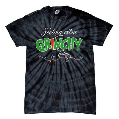 Feeling Extra Grinchy Today Christmas Colorful Xmas Lights Tie-Dye T-Shirt