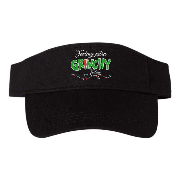 Feeling Extra Grinchy Today Christmas Colorful Xmas Lights Valucap Bio-Washed Visor