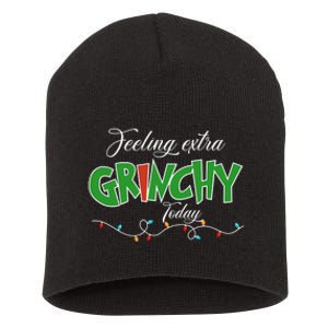 Feeling Extra Grinchy Today Christmas Colorful Xmas Lights Short Acrylic Beanie