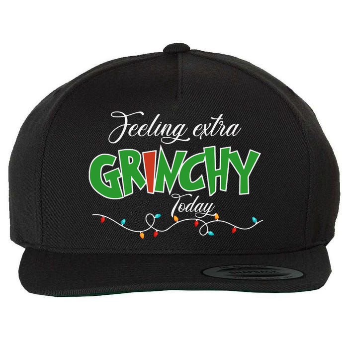 Feeling Extra Grinchy Today Christmas Colorful Xmas Lights Wool Snapback Cap