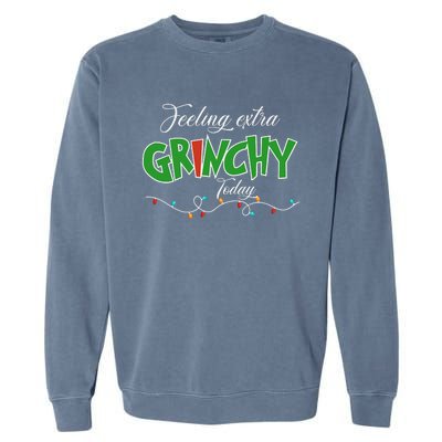 Feeling Extra Grinchy Today Christmas Colorful Xmas Lights Garment-Dyed Sweatshirt