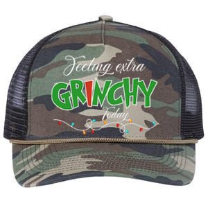 Feeling Extra Grinchy Today Christmas Colorful Xmas Lights Retro Rope Trucker Hat Cap