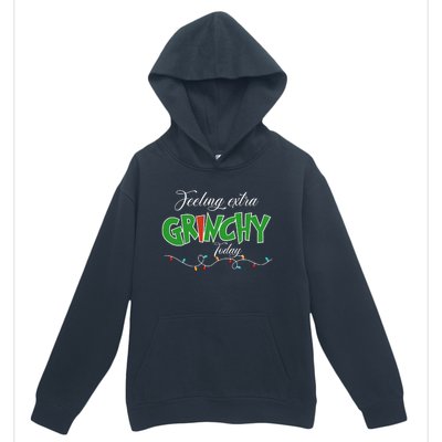 Feeling Extra Grinchy Today Christmas Colorful Xmas Lights Urban Pullover Hoodie