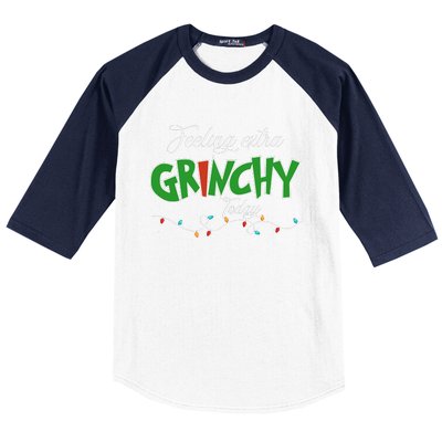 Feeling Extra Grinchy Today Christmas Colorful Xmas Lights Baseball Sleeve Shirt