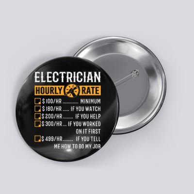 Funny Electrician Gifts Electrician Hourly Rate Button