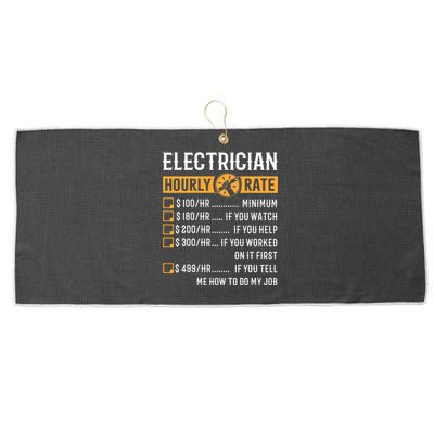 Funny Electrician Gifts Electrician Hourly Rate Large Microfiber Waffle Golf Towel