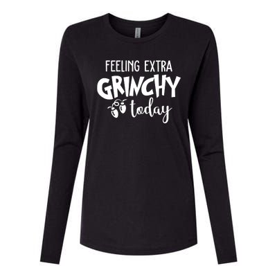 Feeling Extra Grinchy Today Funny Christmas Womens Cotton Relaxed Long Sleeve T-Shirt