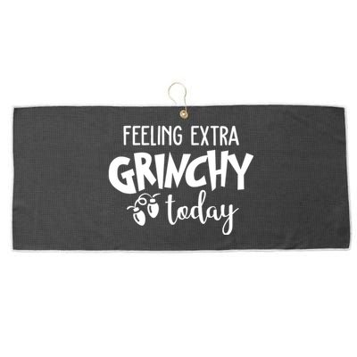 Feeling Extra Grinchy Today Funny Christmas Large Microfiber Waffle Golf Towel