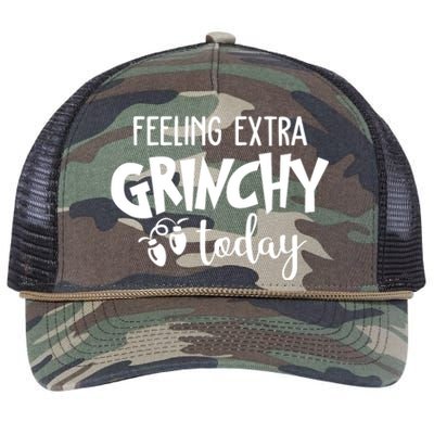 Feeling Extra Grinchy Today Funny Christmas Retro Rope Trucker Hat Cap