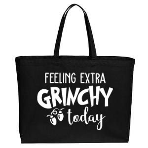 Feeling Extra Grinchy Today Funny Christmas Cotton Canvas Jumbo Tote