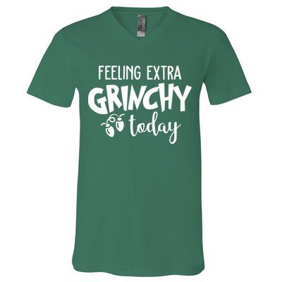 Feeling Extra Grinchy Today Funny Christmas V-Neck T-Shirt