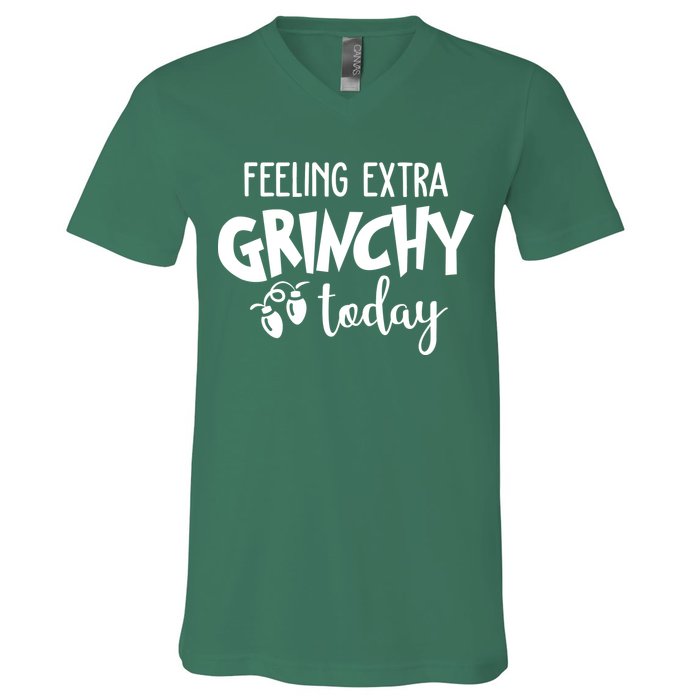 Feeling Extra Grinchy Today Funny Christmas V-Neck T-Shirt