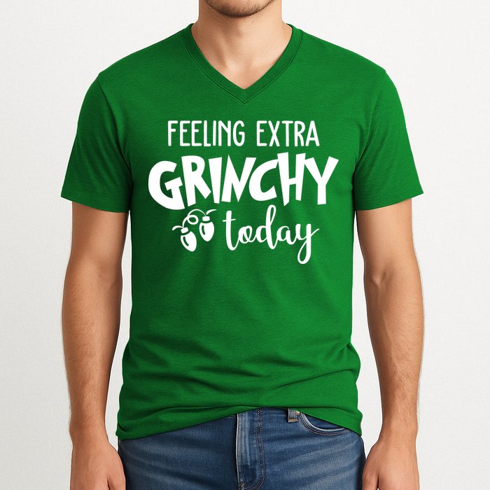 Feeling Extra Grinchy Today Funny Christmas V-Neck T-Shirt