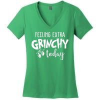 Feeling Extra Grinchy Today Funny Christmas Women's V-Neck T-Shirt