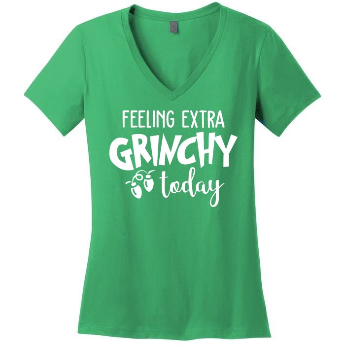 Feeling Extra Grinchy Today Funny Christmas Women's V-Neck T-Shirt