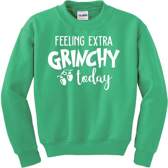 Feeling Extra Grinchy Today Funny Christmas Kids Sweatshirt