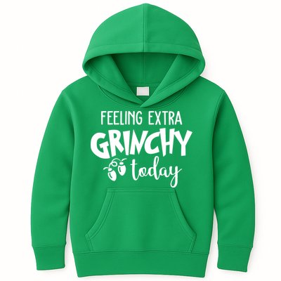 Feeling Extra Grinchy Today Funny Christmas Kids Hoodie
